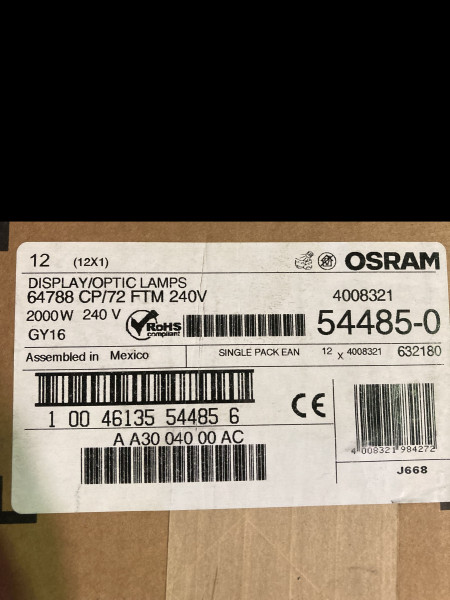 Osram CP/72 / 2000W / GY16 / 240V